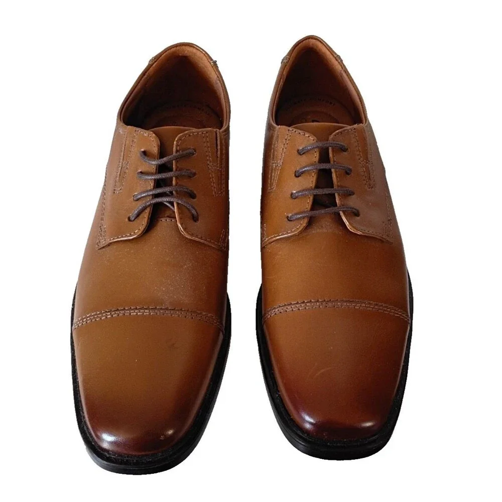 Clarks Brown Tilden Cap Toe Leather Oxford Dress Shoes 7.5M NEW